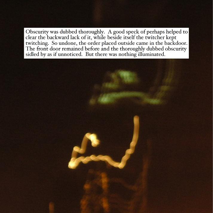 Obscurity ephemera text on light trail photo